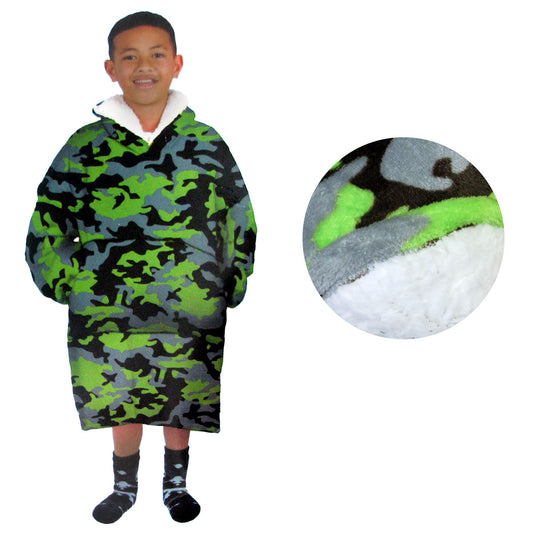 Blanket Hoodie with Sherpa Reverse Green Camouflage Tristar Online