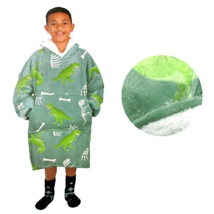 Blanket Hoodie with Sherpa Reverse Green Dinosaur Tristar Online
