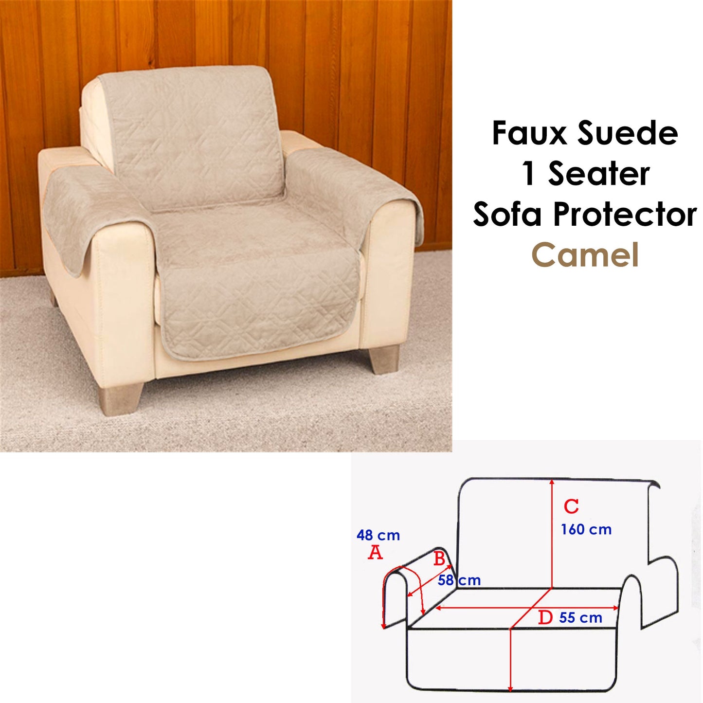 Faux Suede 1 Seater Sofa Protector Camel Tristar Online