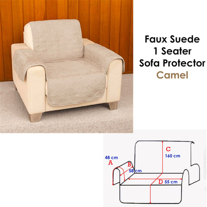 Faux Suede 1 Seater Sofa Protector Camel Tristar Online
