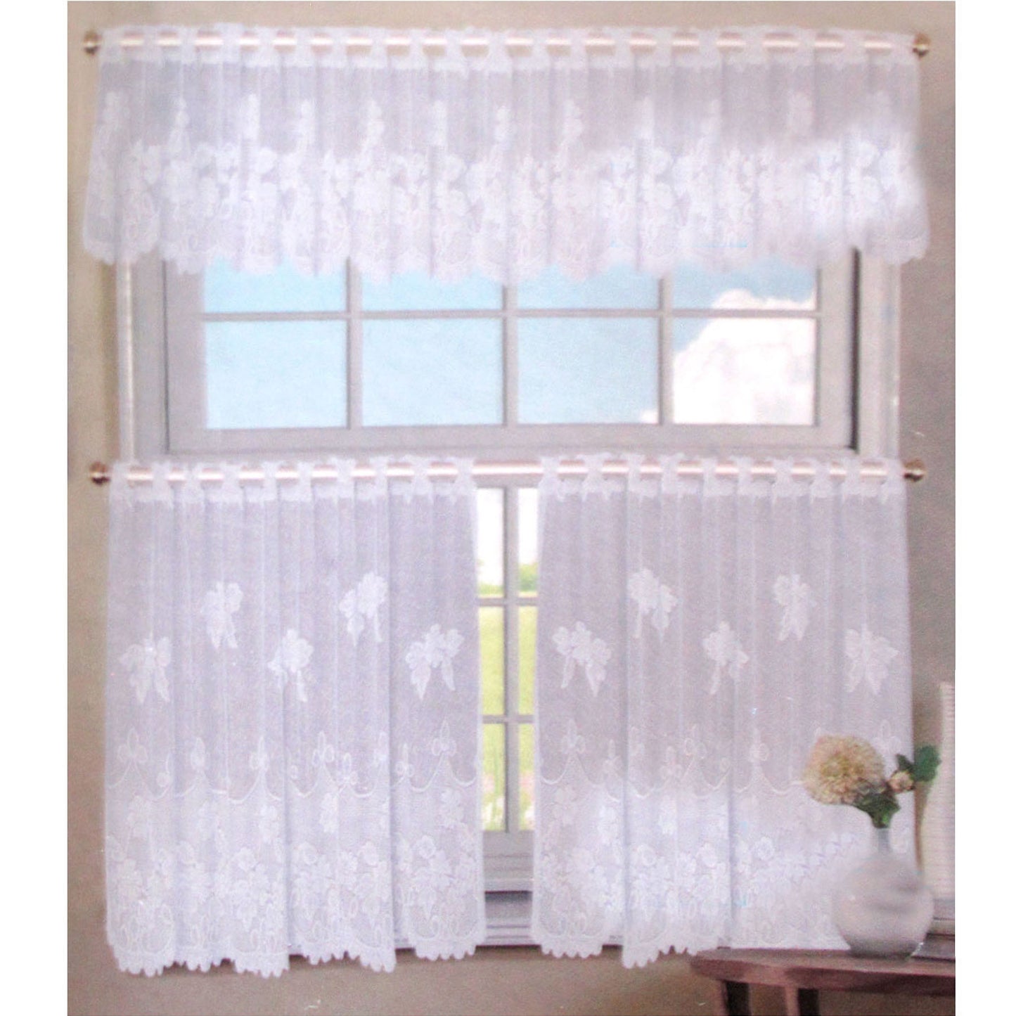 3 Pce Cafe Flora Lace Curtain Set Tristar Online