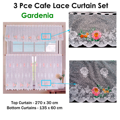 3 Pce Cafe Gardenia Lace Curtain Set Tristar Online