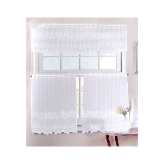 3 Pce Cafe Rose Lace Curtain Set Tristar Online