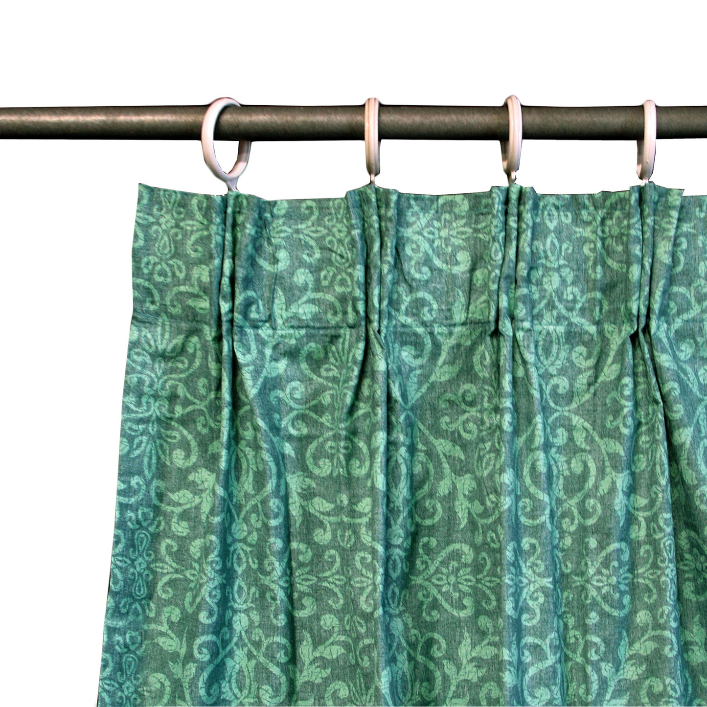 Pair of Acrylic Coated Damask Green Tape Edge Curtains Tristar Online