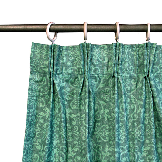 Pair of Acrylic Coated Damask Green Tape Edge Curtains Tristar Online
