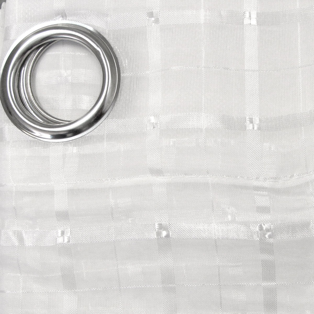 Pair of White Checkered Eyelet Sheer Curtains 140 x 225cm Tristar Online
