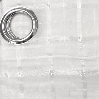 Pair of White Checkered Eyelet Sheer Curtains 140 x 225cm Tristar Online