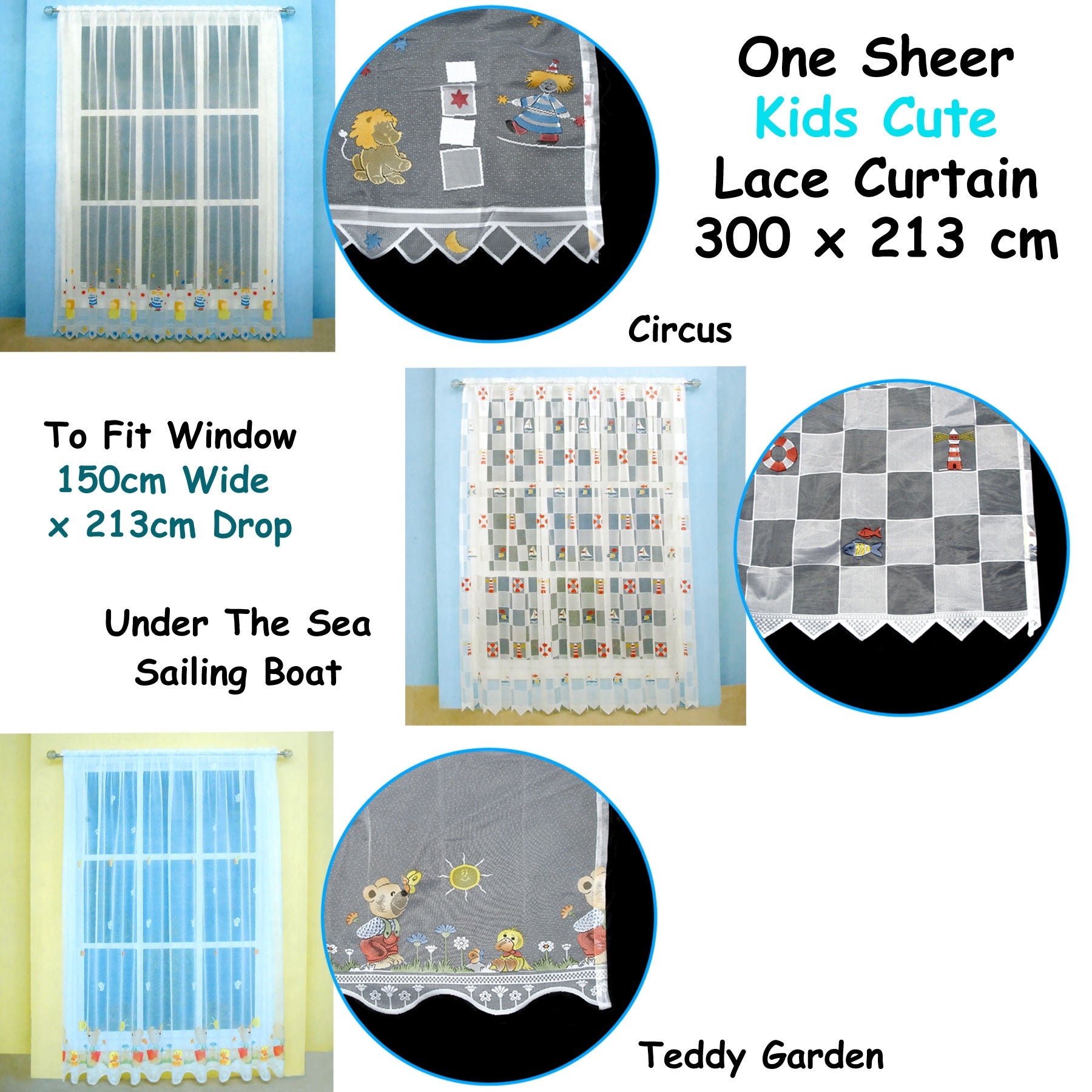 One Piece Kids CuteSheer Lace Curtain Circus Tristar Online
