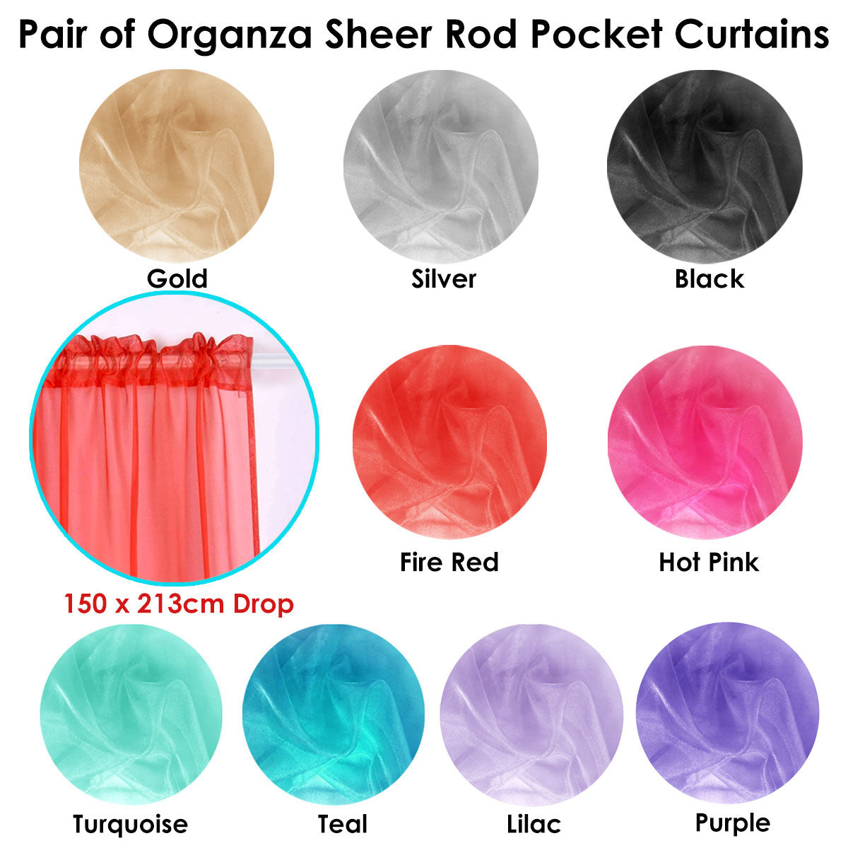 Pair of Organza Sheer Rod Pocket Curtains Lilac Tristar Online