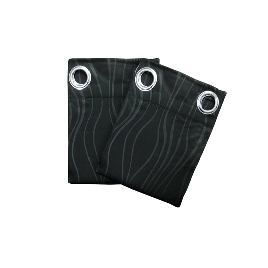 Pair of Blockout Embossed Eyelet Wave Curtains Black Tristar Online