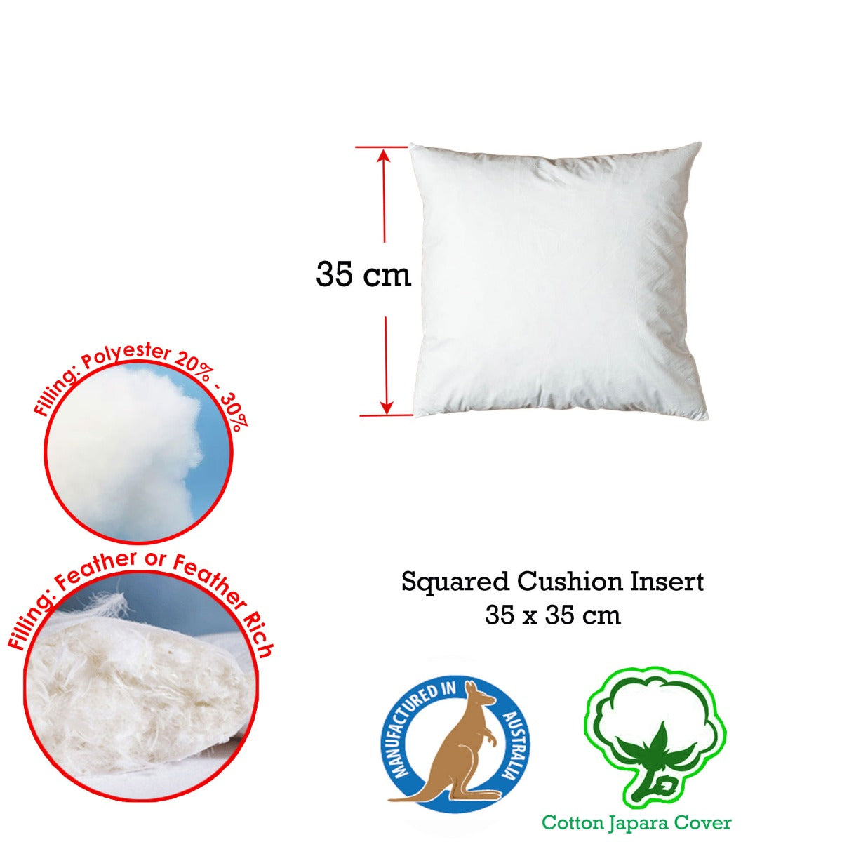Duck Feather Rich Fill Cushion Inserter Square 35 x 35cm Tristar Online