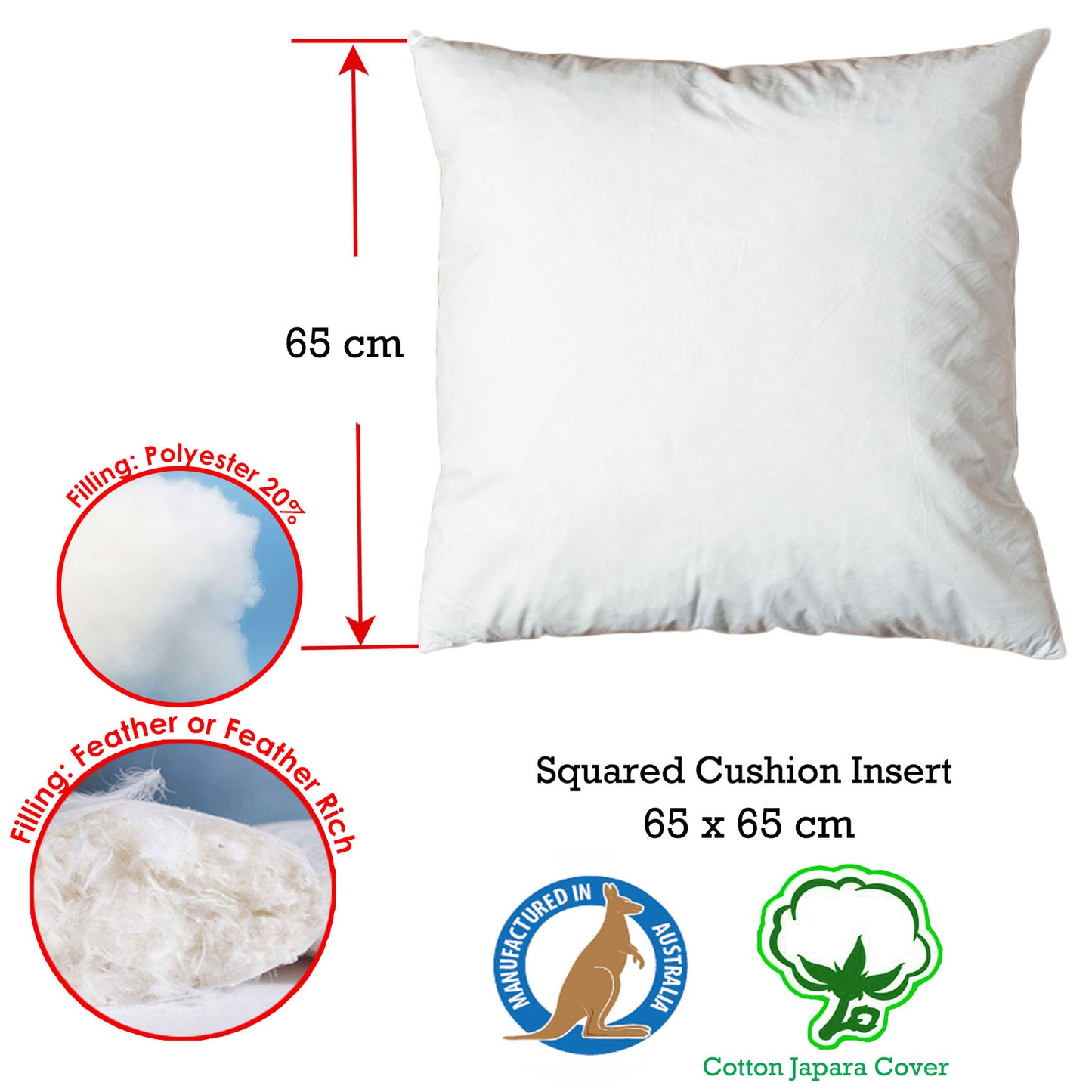 Duck Feather Rich Fill Cushion Inserter Square 65 x 65 cm Tristar Online