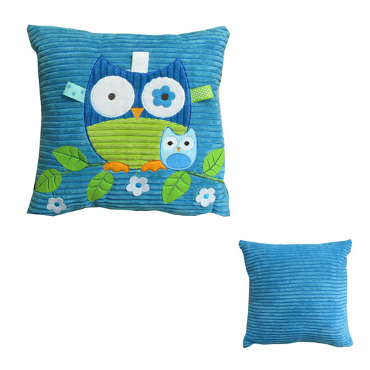 Blue Owl Embroidered Applique Square Cushion Tristar Online