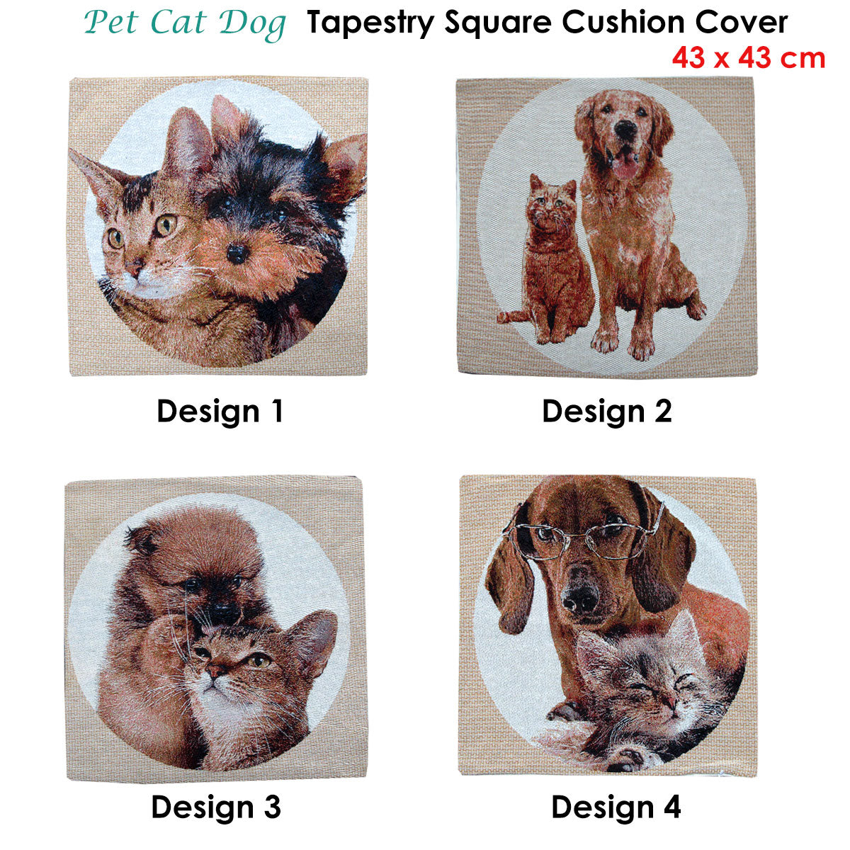 Tapestry Pet Cat Dog Square Cushion Cover Design 2 Tristar Online