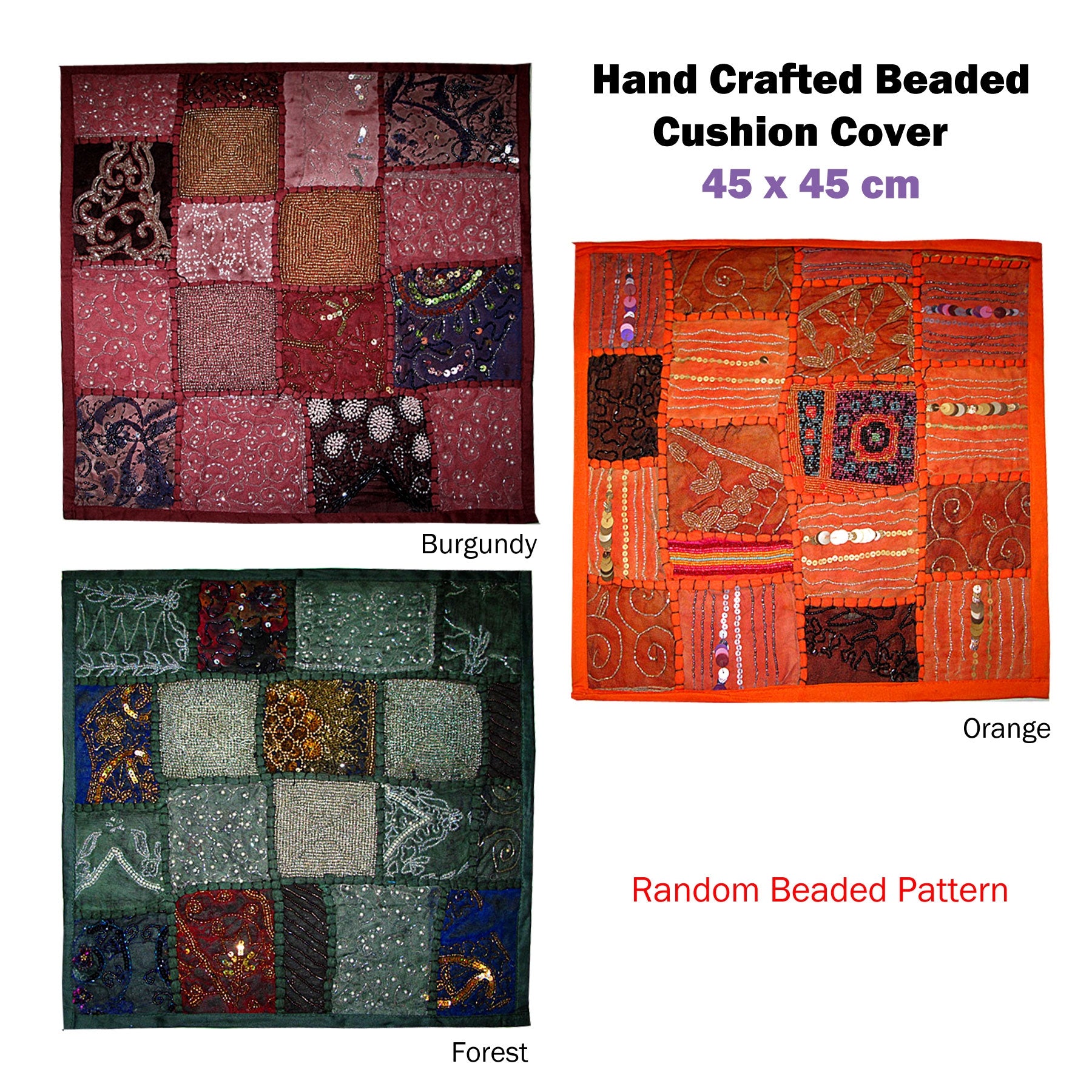 Hand Crafted Beaded Cushion Cover Forest Tristar Online
