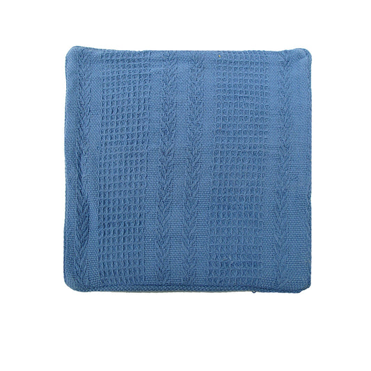Cotton Knitted Cushion Cover Herringbone Blue Tristar Online
