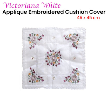 Victoriana White Applique Embroidered Cushion Cover 45 x 45 cm Tristar Online