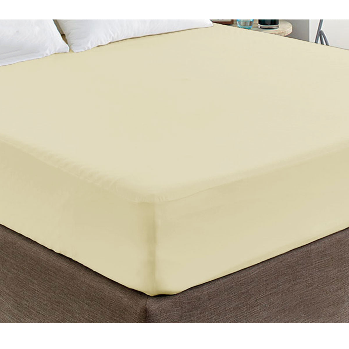 400TC Cream 100% Cotton Sateen Fitted Sheet King Tristar Online