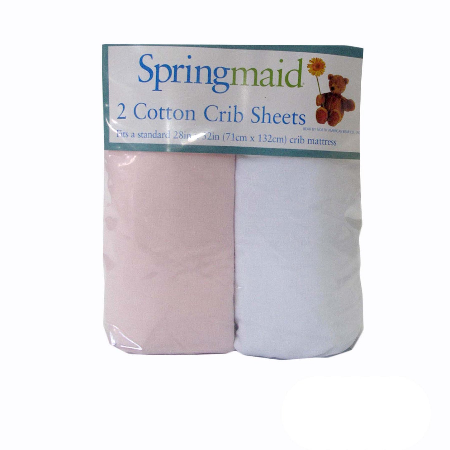 2 Piece of Baby Cot Cotton Fitted Sheet Pink & White Tristar Online