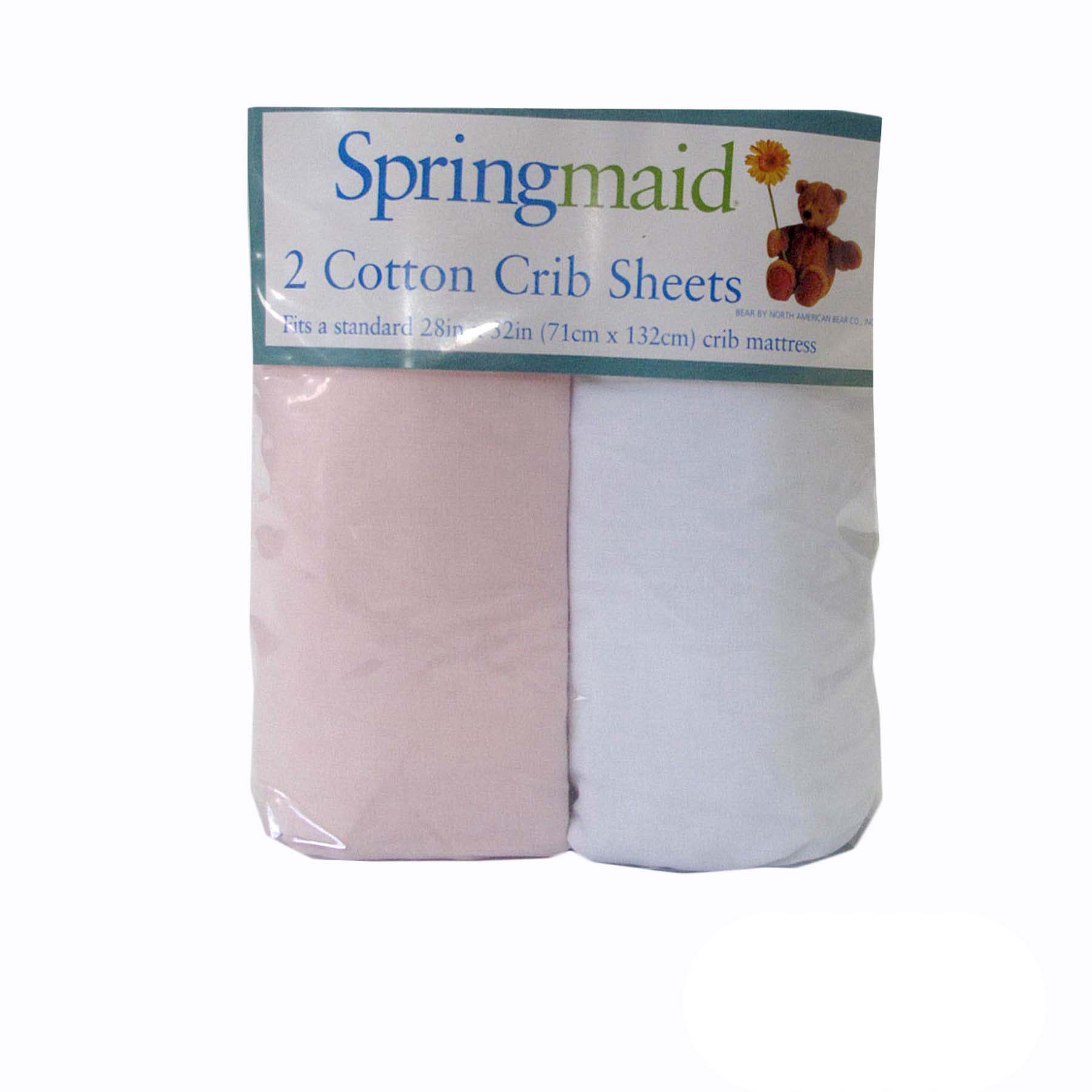 2 Piece of Baby Cot Cotton Fitted Sheet Pink & White Tristar Online