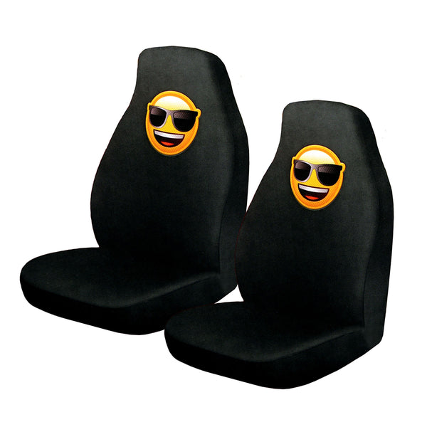 Pair of Emoji Car Front Seat Covers Sunglasses Faces Tristar Online