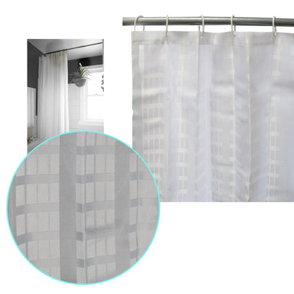 Jacquard White Checkered Bathroom Shower Curtain 180cm wide x 210 cm long Tristar Online
