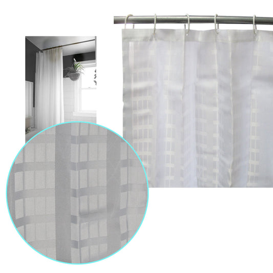 Jacquard White Checkered Bathroom Shower Curtain 180cm wide x 210 cm long Tristar Online