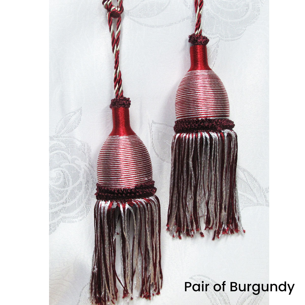 Pair of Curtain Tassel Rope Ties 52cm Burgundy Tristar Online