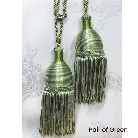 Pair of Curtain Tassel Rope Ties 52cm Green Tristar Online