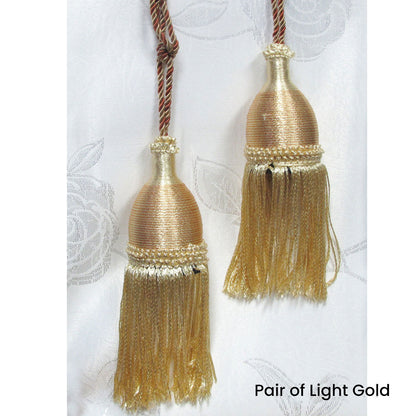 Pair of Curtain Tassel Rope Ties 52cm Light Gold Tristar Online