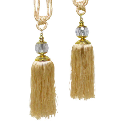 Elizabeth Pair of Curtain Tassel Rope Ties Champagne/Gold Tristar Online