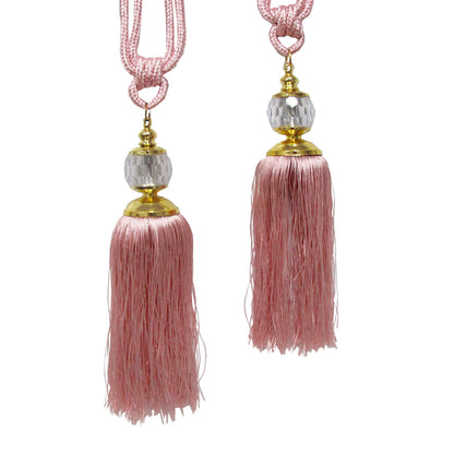 Elizabeth Pair of Curtain Tassel Rope Ties Pink/Gold Tristar Online