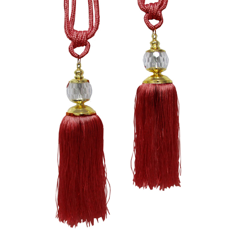 Elizabeth Pair of Curtain Tassel Rope Ties Red/Gold Tristar Online