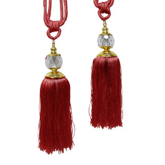 Elizabeth Pair of Curtain Tassel Rope Ties Red/Gold Tristar Online