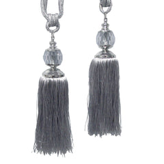 Elizabeth Pair of Curtain Tassel Rope Ties Silver/Silver Tristar Online