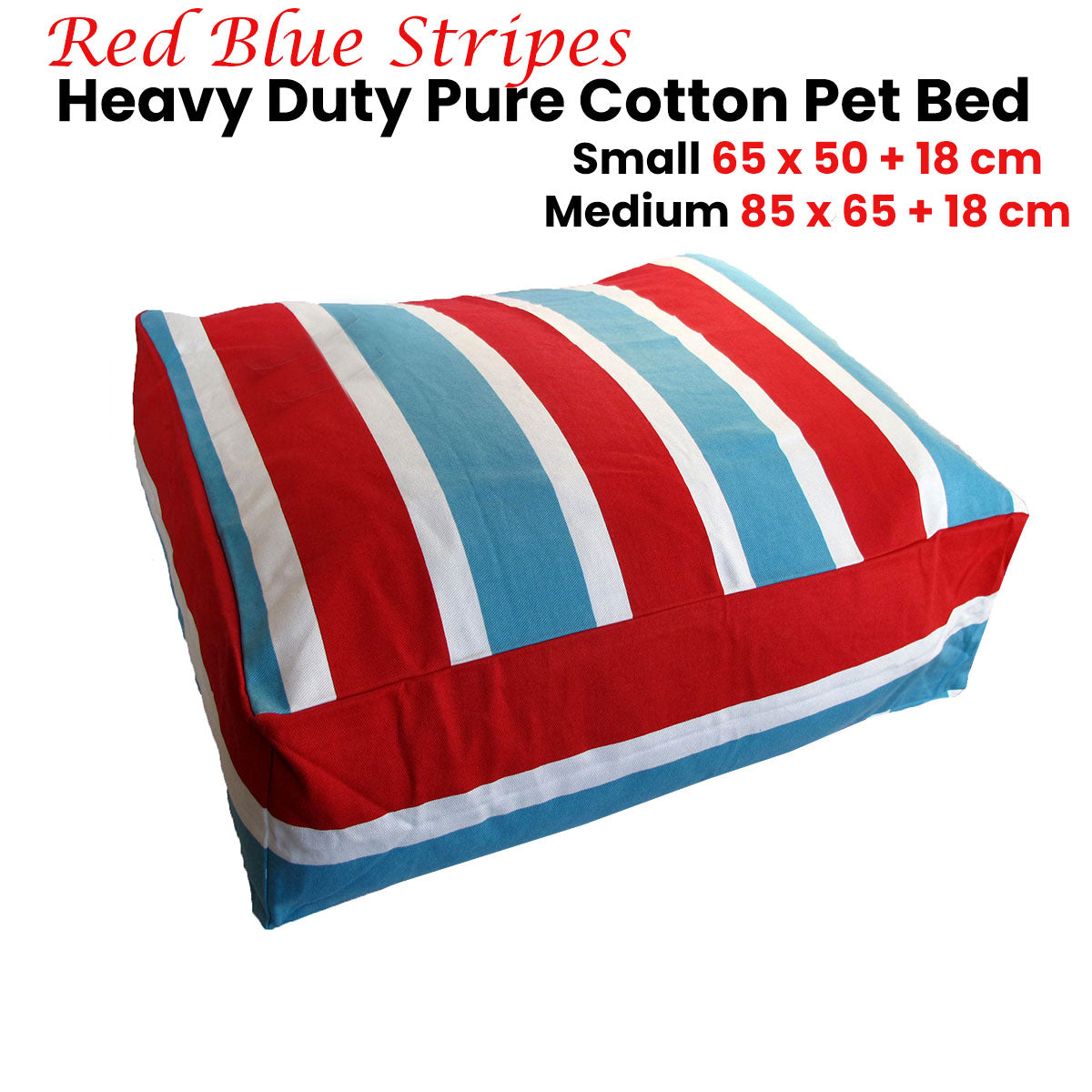 Heavy Duty Pure Cotton Pet Dog Bed Cover Medium Blue Red Stripes Tristar Online
