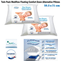 Mediflow Twin Pack Adjustable Floating Comfort Down Alternative Waterbase Pillows Tristar Online