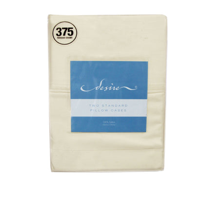 Pair of Cotton Standard Pillowcases 375TC Cream Tristar Online