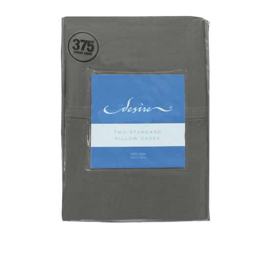 Pair of Cotton Standard Pillowcases 375TC Grey Tristar Online