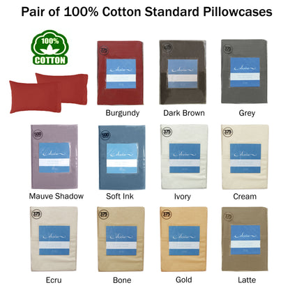 Pair of Cotton Standard Pillowcases 375TC Grey Tristar Online