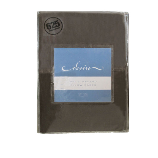 Pair of Cotton Standard Pillowcases 500TC Dark Brown Tristar Online
