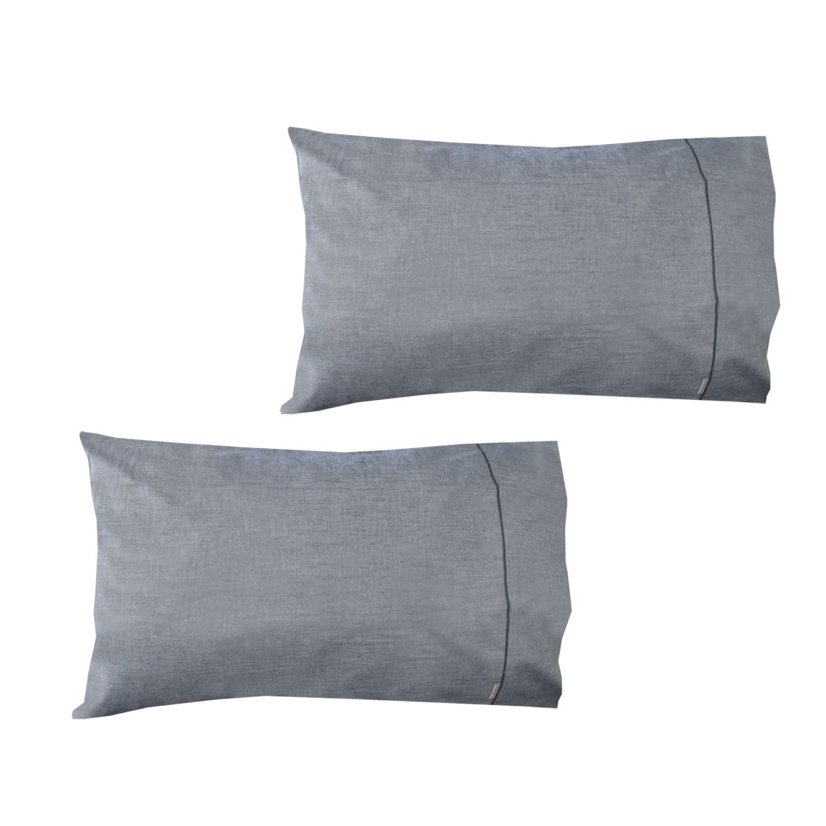Pair of Chambray Charcoal Cotton Standard Pillowcases 48 x 73 cm Tristar Online