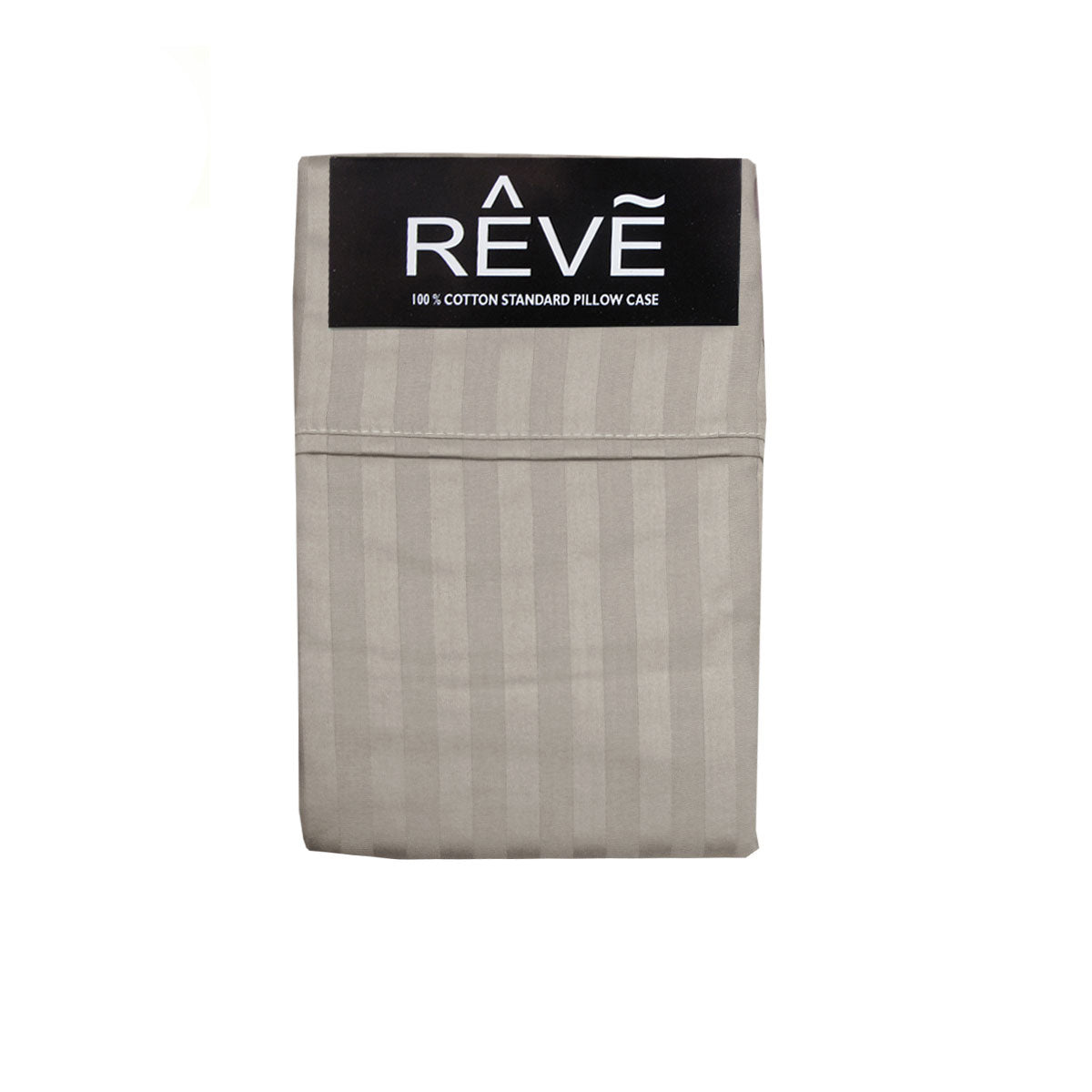 Pair of Reve 100% Cotton Standard Pillowcases 48 x 74 cm Narrow Stripe Taupe Tristar Online