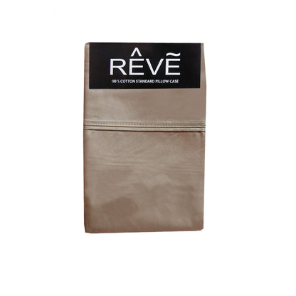 Pair of Reve 100% Cotton Standard Pillowcases 48 x 74 cm Solid Mocha Tristar Online