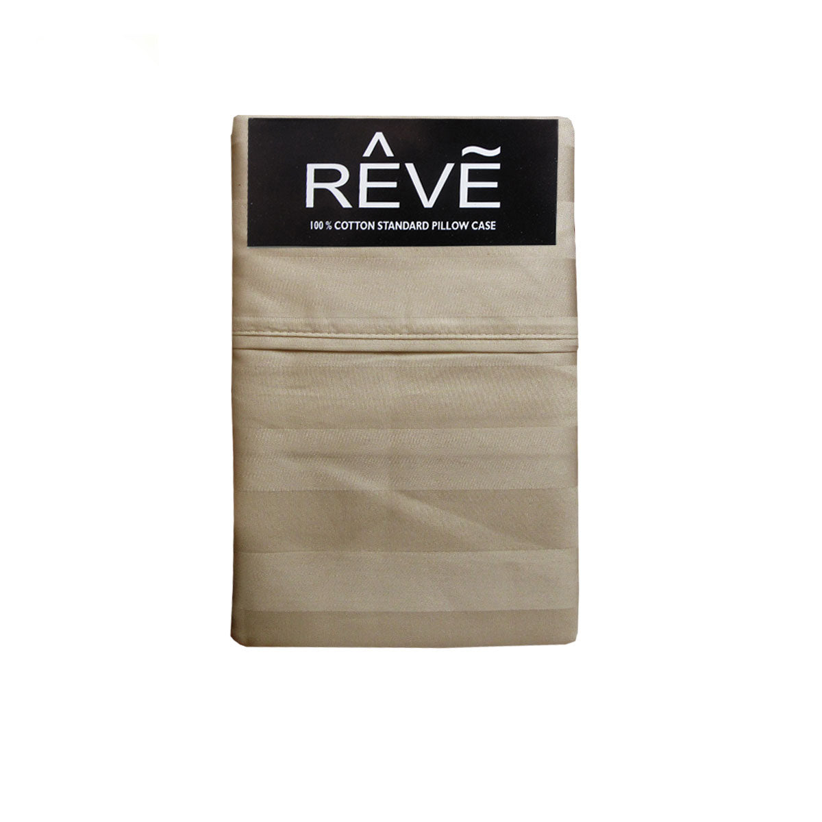 Pair of Reve 100% Cotton Standard Pillowcases 48 x 74 cm Vertical Stripe Latte Tristar Online