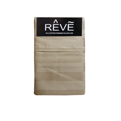 Pair of Reve 100% Cotton Standard Pillowcases 48 x 74 cm Vertical Stripe Latte Tristar Online