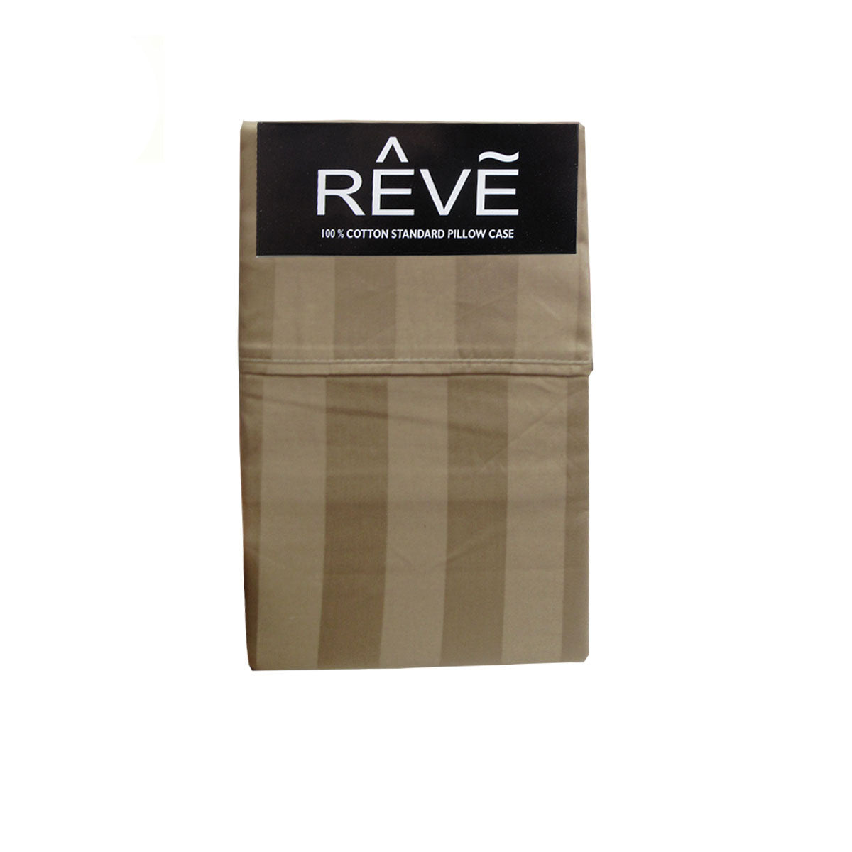 Pair of Reve 100% Cotton Standard Pillowcases 48 x 74 cm Wide Stripe Latte Tristar Online