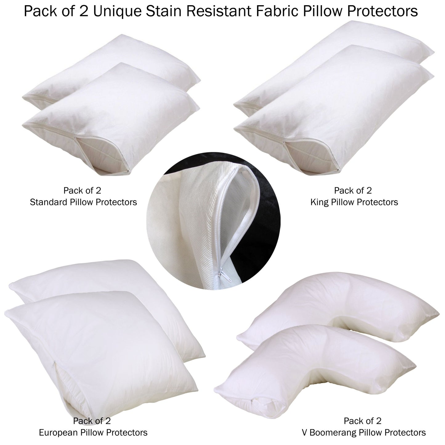 Set of 2 Stain Resistant Pillow Protectors European Tristar Online