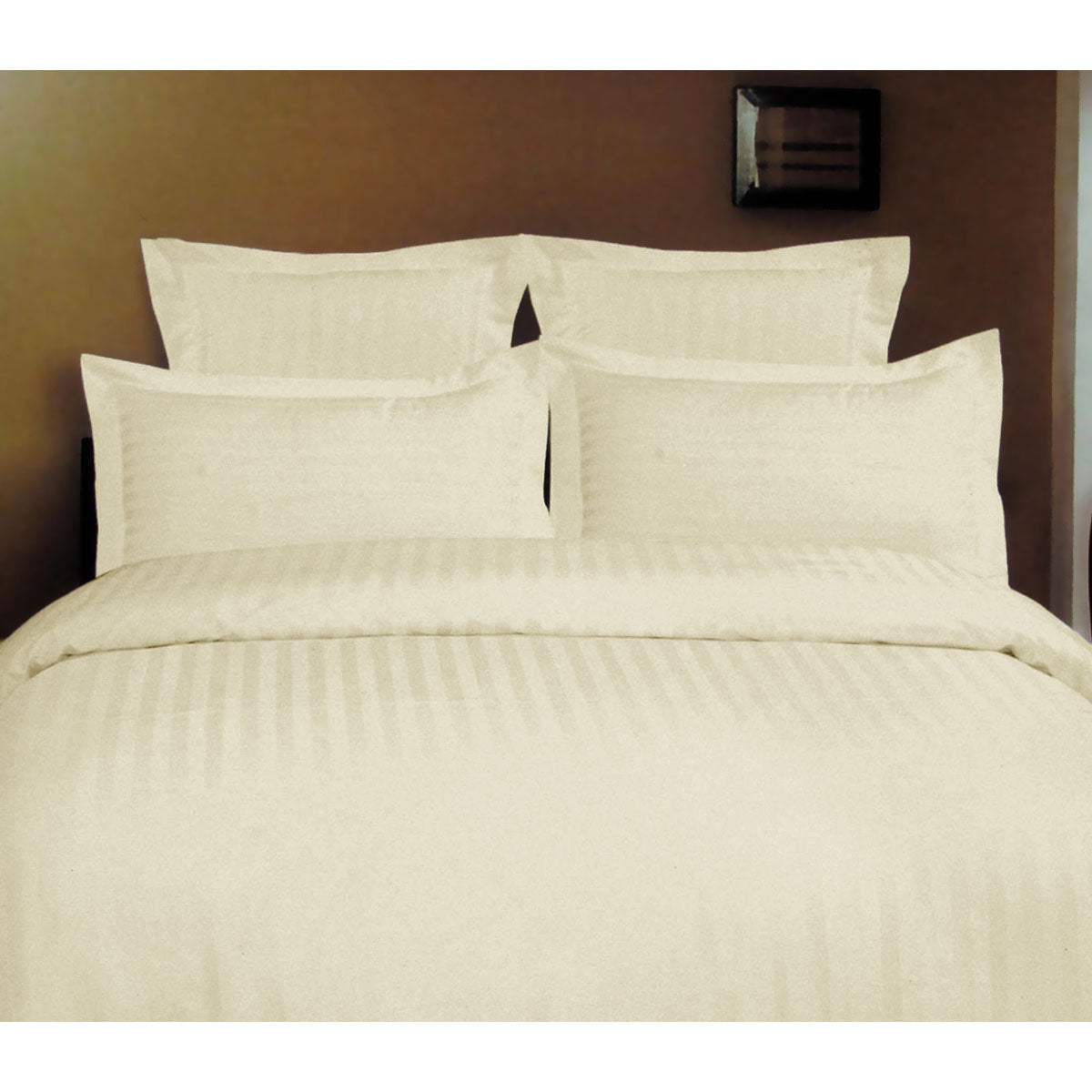 1000TC Self Striped Tailored Quilt Cover Set Ivory King Tristar Online