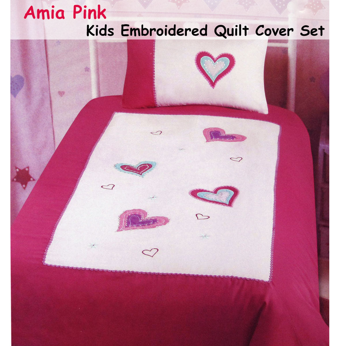 Amia Hearts Embroidered Quilt Cover Set Single Tristar Online